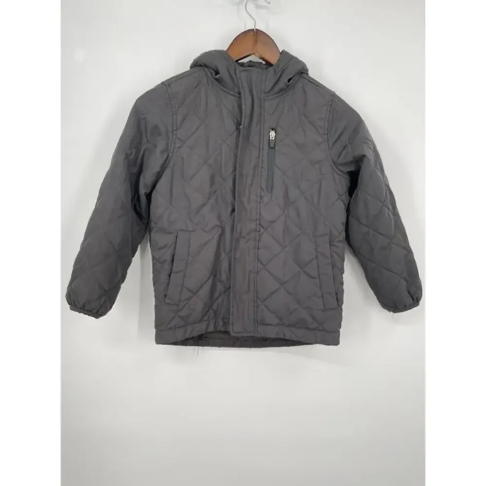 Old Navy Quilted Hooded Jacket‎ Gray Boys S 6-7 Puffer Coat